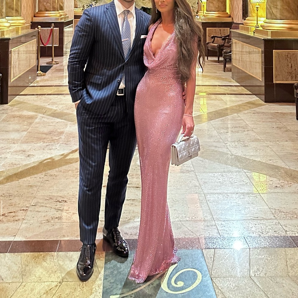 TheDressBar Pink Rhinestone Gown
